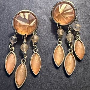 Peach Glass Drop Dangle Earrings